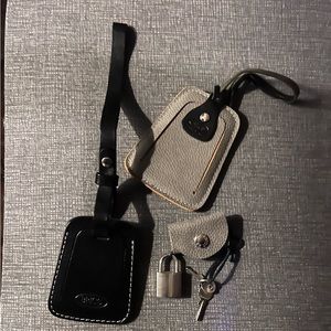 Bric’s leather luggage tags (two tags) with lock & keys